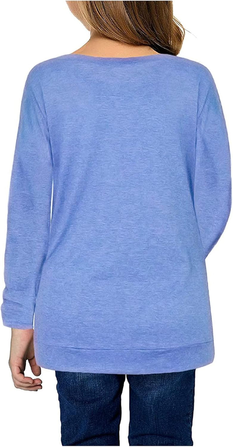 Teen Girls Fall Clothes Tunic Tops Long Sleeve Knot Front Shirts for 4-13 Years Loose Soft Casual Blouse T-Shirt Tee Y81 Sky Blue